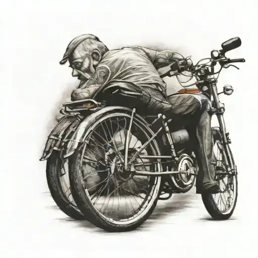 Father Holding His Bicycle