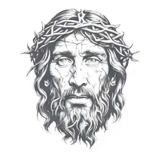 Hyper Realistic Portrait Of Jesus Christ With A Crown Of Thorns