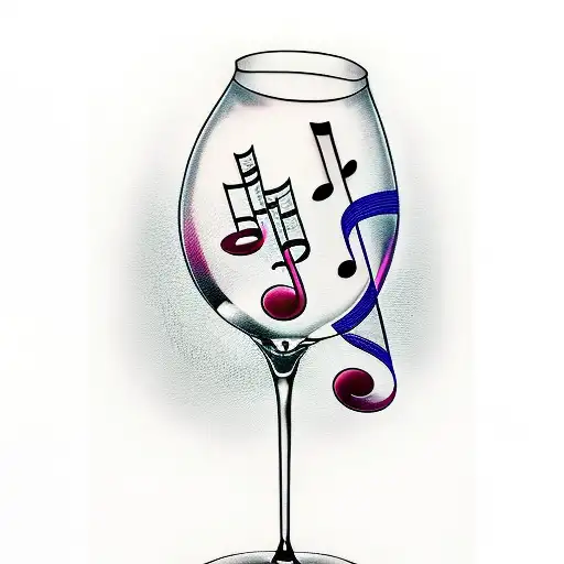 Wine Glass And Music Notes