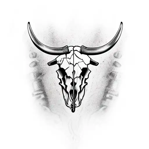 Bull Skull With Guns