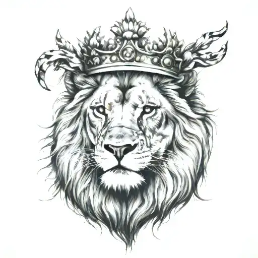 Lion Wearing A Thorn Crown On Its Head