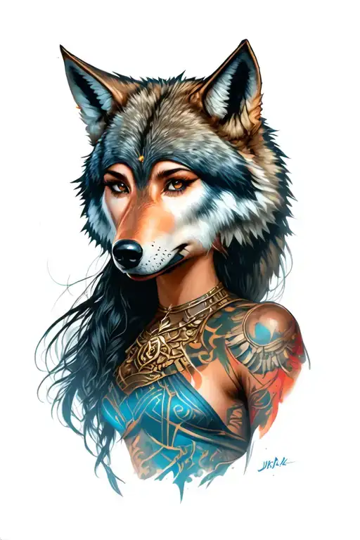 A Guerrier Zoulou With A Dangerous Wolf Head And A Amazon Women