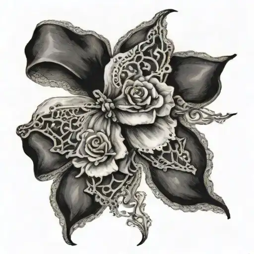 Black Coquette Bow With Lace