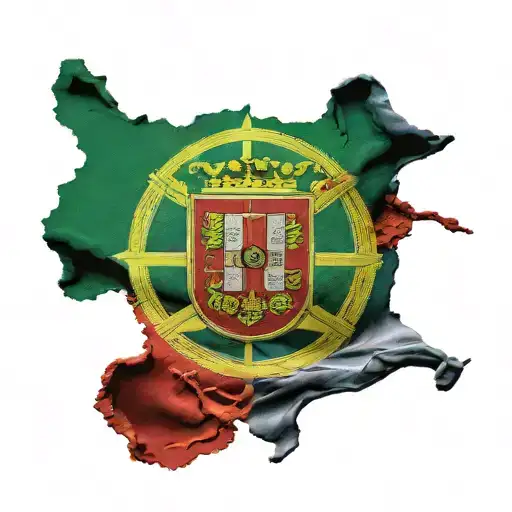 Portugal Flag With The Word And Mural Style