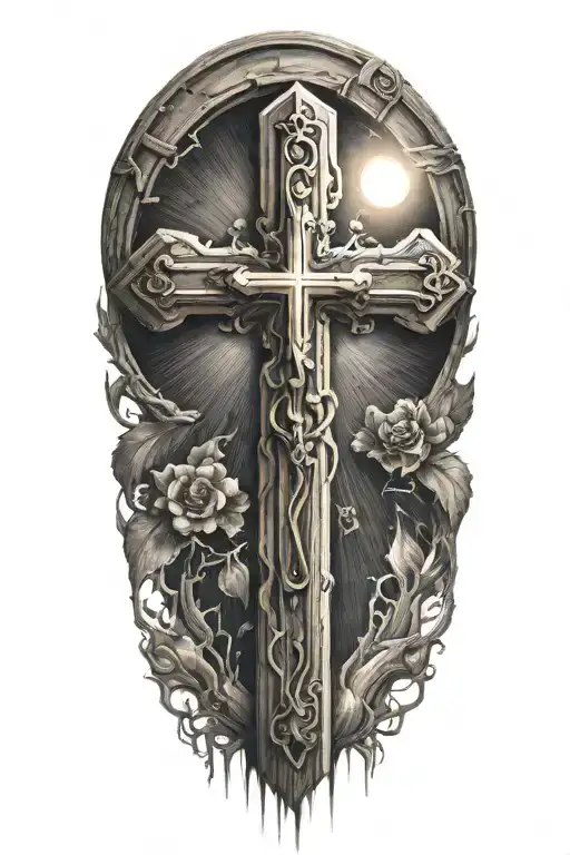 Hyper Realistic Wooden Cross With Light Bursting Out From The Middle