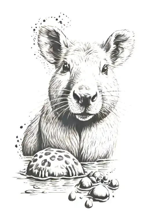 Capybara And Dog Paw Print