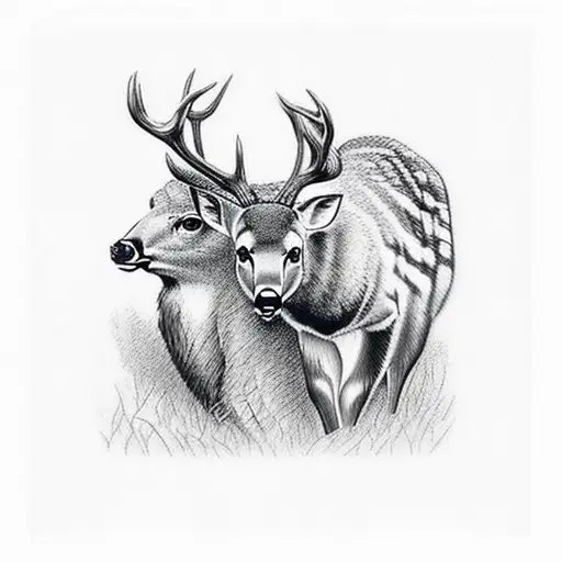 Deer And Bear In The Woods