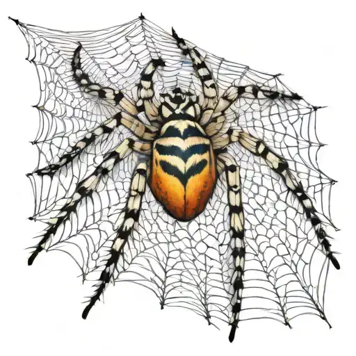 Hawaiian Garden Spider On Web Tattoo On Right Shoulder Trap