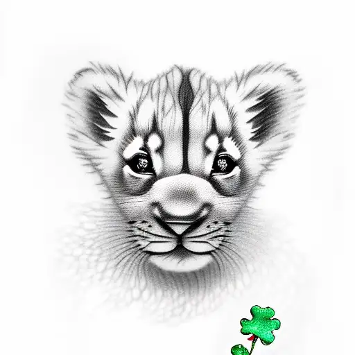 Irish Lion Cub With Water And Tree