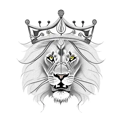 A Detailed Portrait Of A Lion With A Crown Symbolizing Strength And Power