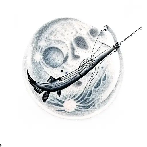 Fisherman In A Moon Background