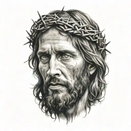 Hyper Realistic Portrait Of Jesus Christ With A Crown Of Thorns