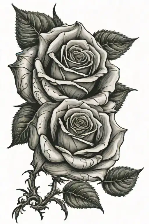 Rose Tattoo With Name Entwined In The Stem