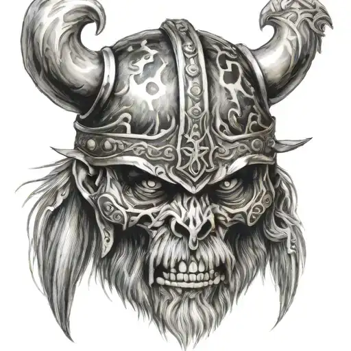 Angry Eye Viking Skull