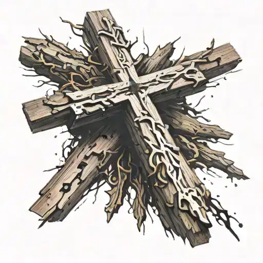 Hyper Realistic Wooden Cross With Nothing On It And Light Bursting Out From The Middle