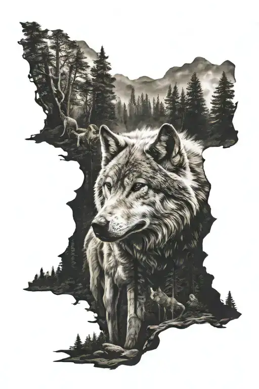 Direwolf Forest Scene