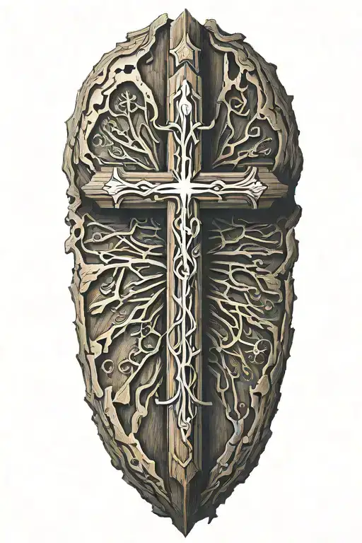 Hyper Realistic Wooden Cross With Light Bursting Out From The Middle