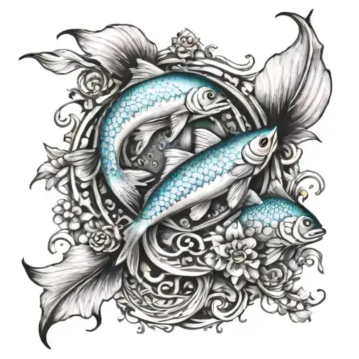 Pisces Symbol Sleeve Tattoo Design