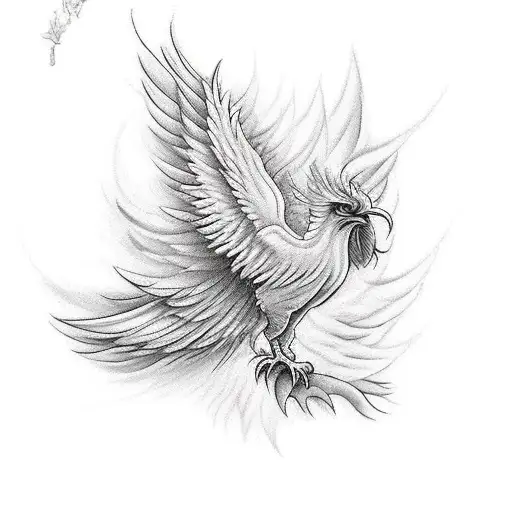 A Phoenix Bird On The Belly With Wings Across Sides