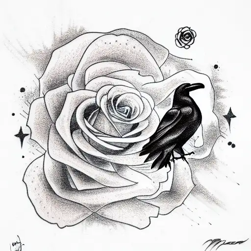 A Raven With A Rose An Ace Of Spades And A Shooting Star