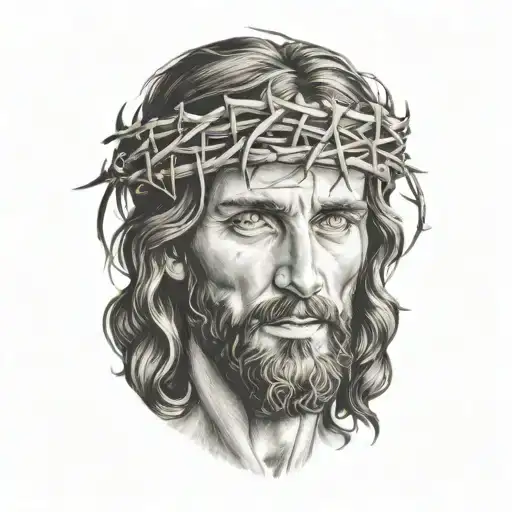Hyper Realistic Portrait Of Jesus Christ With A Crown Of Thorns