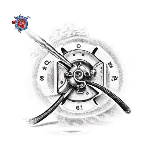 Firefighter Putting Out A Fire Using A Blitz Line