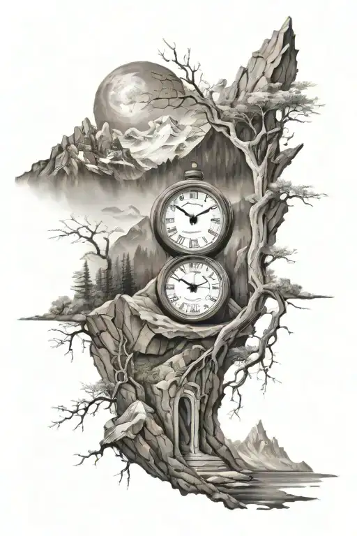 Mountains And Clock