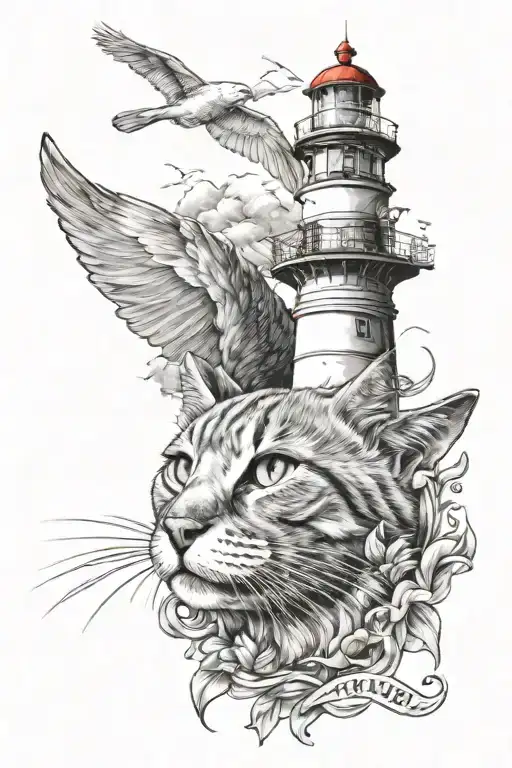 Lighthouse Guiding Cat