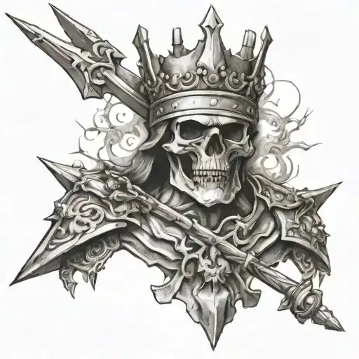 Hear And Chest Of War Wearing A Crown With A Halberd