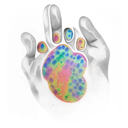 Dog Paw Print With Rainbow Colors