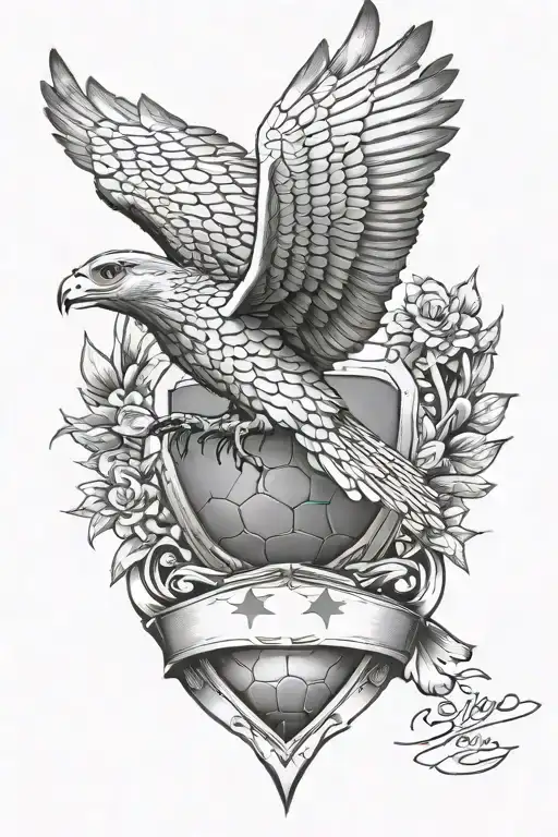 Flying Falcon Holding Football Team Crest