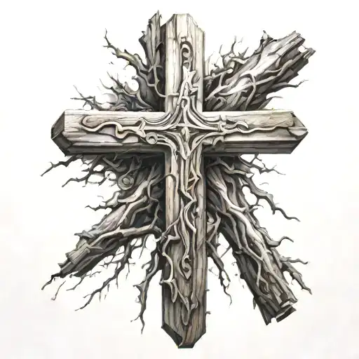 Hyper Realistic Wooden Cross With Light Bursting Out From The Middle