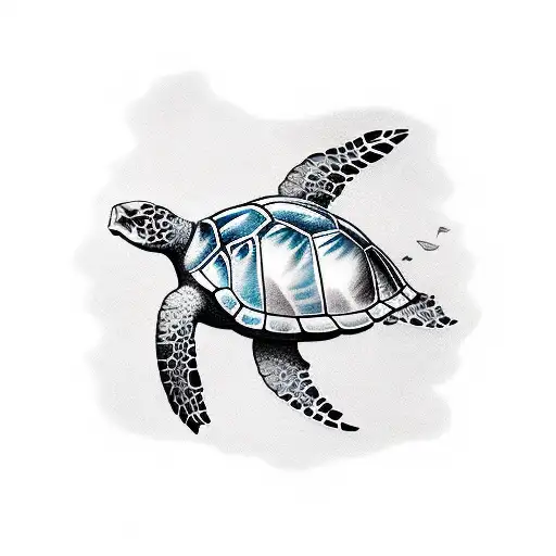 A Sea Turtle Swimming Through A Coral Reef