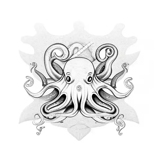 Realistic Octopus With Anchor