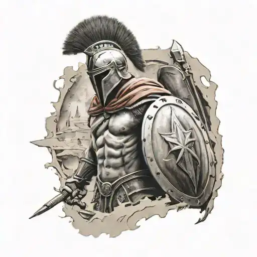 One Spartan With Shield Adorned