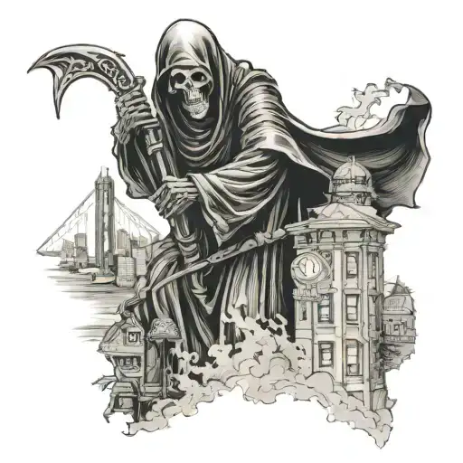 Grim Reaper Looking Over San Francisco