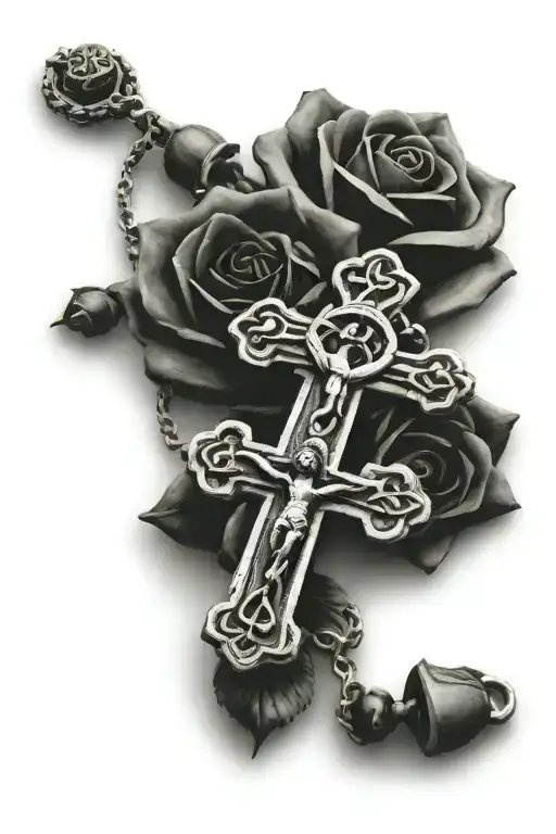 Roses Rosary Beads Intertwined