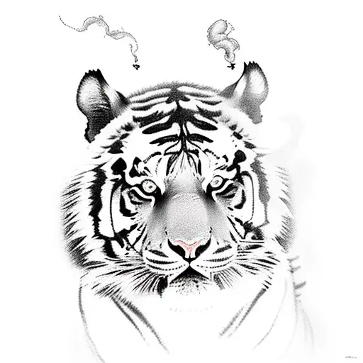 Tiger With Smoke Background