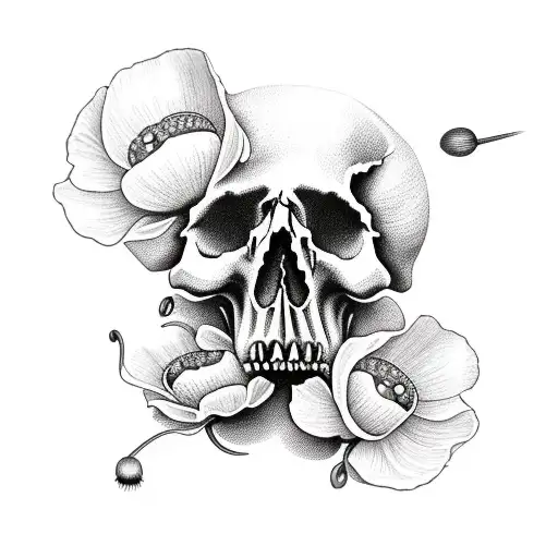 Skull With Poppy's