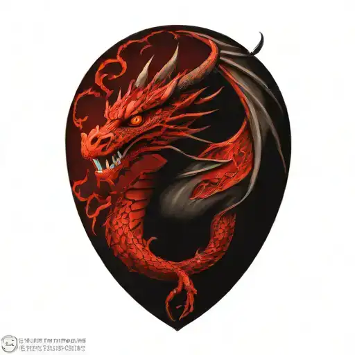 Black And Blood Red And White Dragon