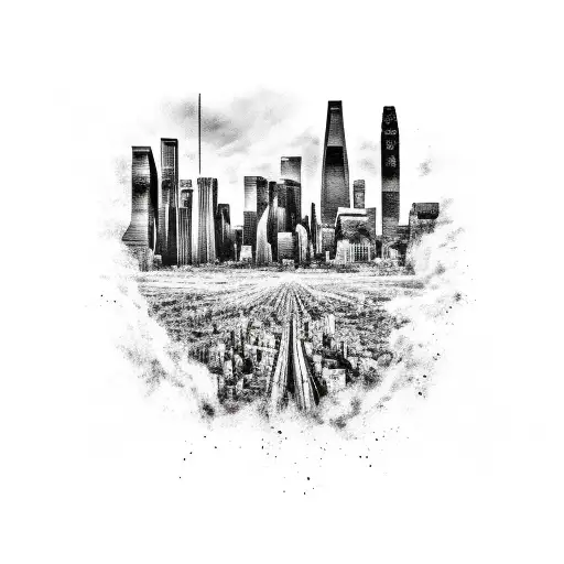 Black And White Apocalyptic La Skyline