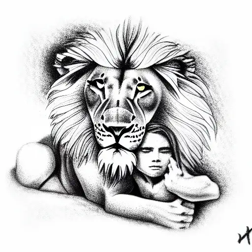 Father And Son Lion And Protect