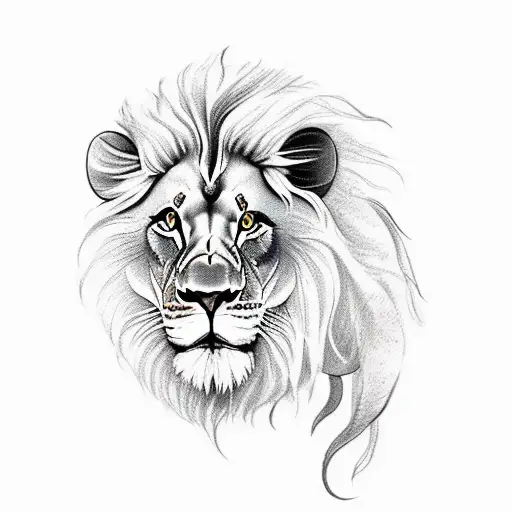 Lion In The Jungle With Crown And Scar