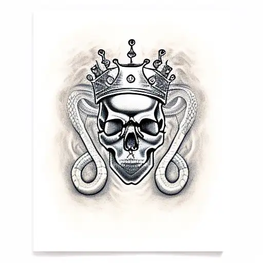 Skull With A Crown And A Snake