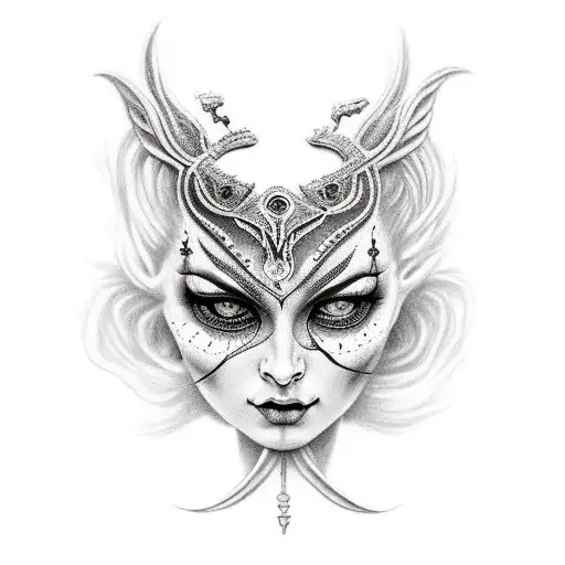 Slavic Goddess Mara In Black Horror Style