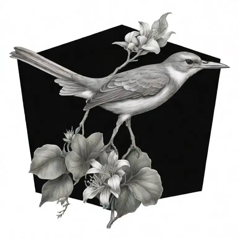 Bird Botanic Style Drawing