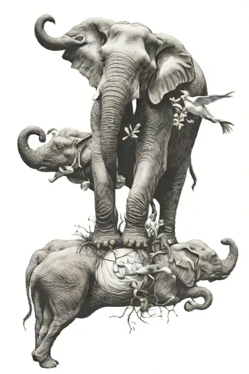 Salvador Dali Elephant Held Up By Three Little Birds