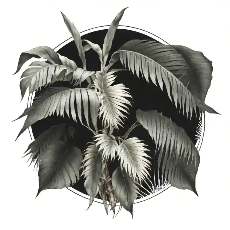 Palm Botanic Style Drawing