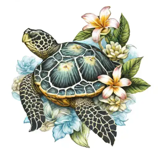 Outrigger Plumeria Turtle Swimming Gracefully