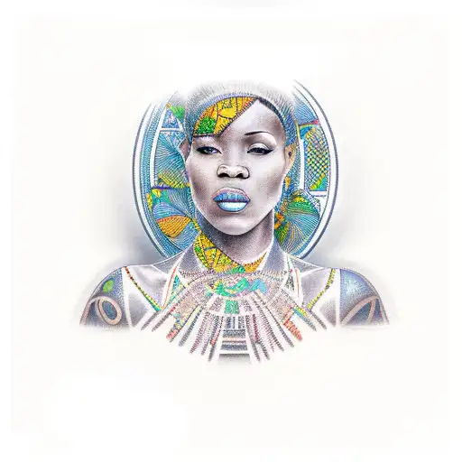 Edinburgh Skyline And African Woman Face